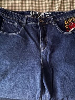 Ninth Idle Hall Women's Relaxed Dark Blue Denim Jeans